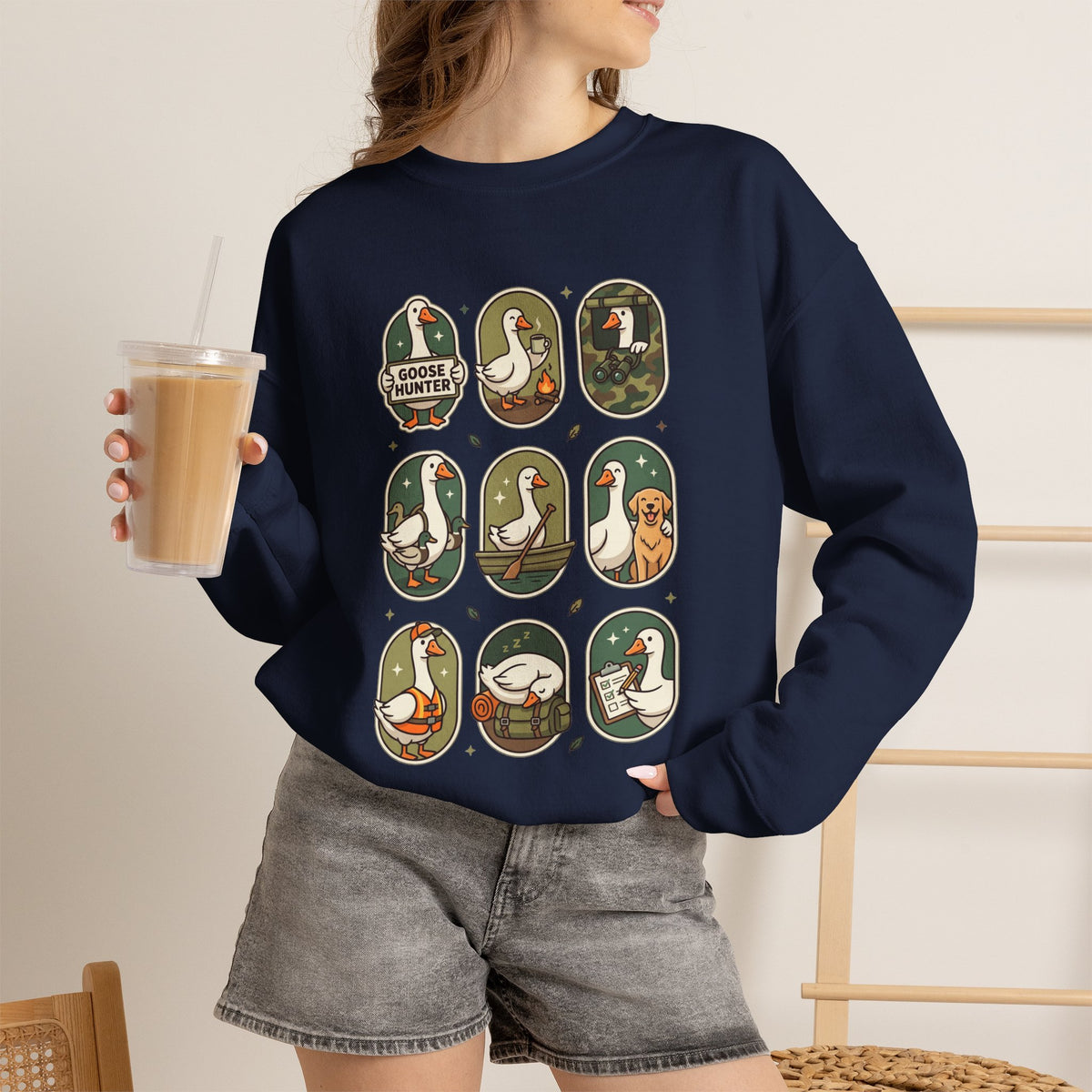 Vintage Goose Patch Illustrations Crewneck Sweatshirt | Duck Pond Graphic