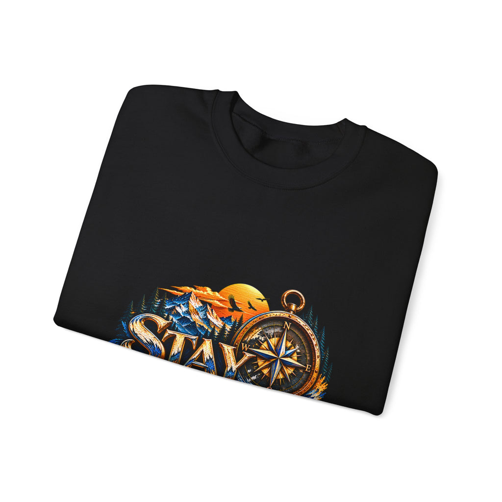 Stay Focused Sweatshirt | Compass & Mountain Graphic Unisex Crewneck